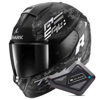 Casque Integral Shark Ridill 2 Molokai Mat KWS + Kit Bluetooth BT Mini