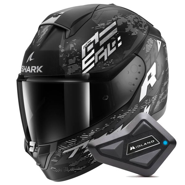 Casque Integral Shark Ridill 2 Molokai Mat KWS + Kit Bluetooth BT Mini