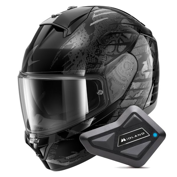 Casque Integral Shark Ridill 2 Reptaia KAS + Kit Bluetooth BT Mini