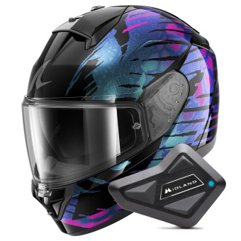 Casque Integral Shark Ridill 2 Reptaia KVX + Kit Bluetooth BT Mini