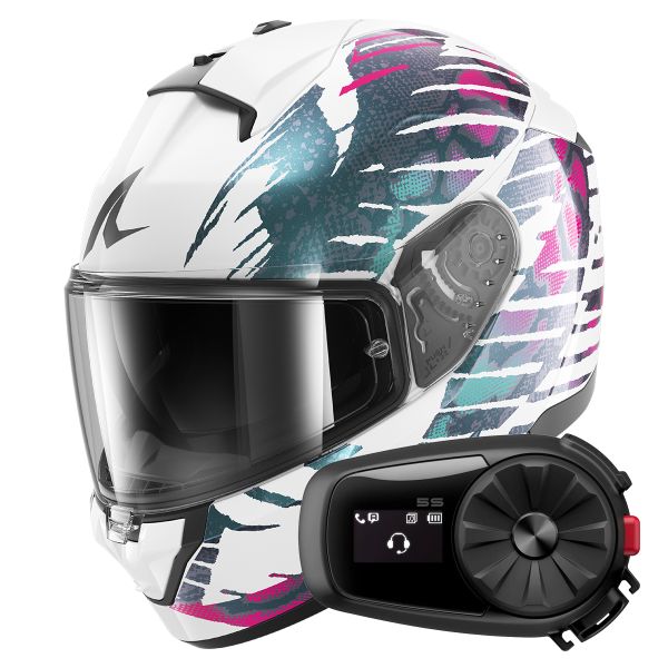 Casque Integral Shark Ridill 2 Reptaia WVX + Kit Bluetooth 5S Solo