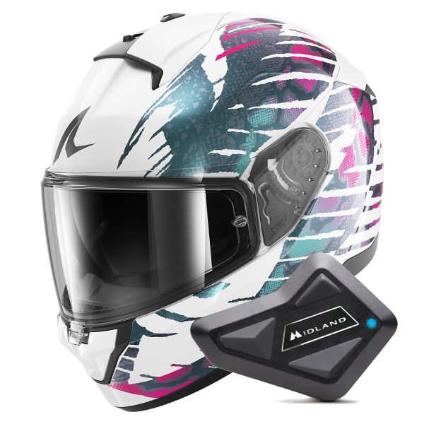 Casque Integral Shark Ridill 2 Reptaia WVX + Kit Bluetooth BT Mini
