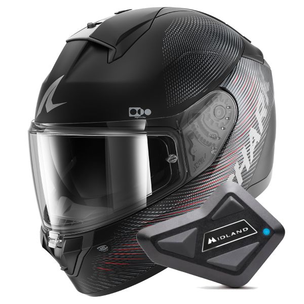 Casque Integral Shark Ridill 2 SP Lyne Mat KAA + Kit Bluetooth BT Mini