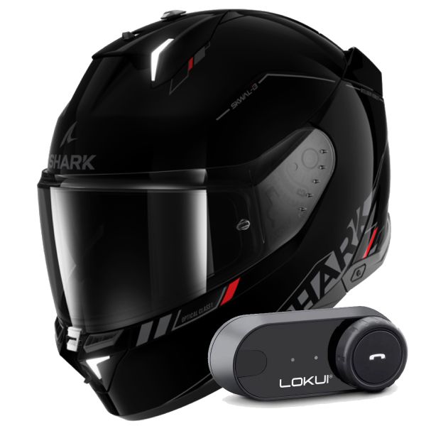 Casque Integral Shark Skwal i3 Blank SP KAR + Kit Bluetooth Lokui K30