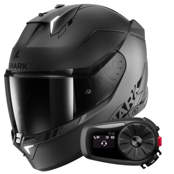 Casque Integral Shark Skwal i3 Blank SP Mat AKS + Kit Bluetooth 5S