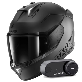 Casque Integral Shark Skwal i3 Blank SP Mat AKS + Kit Bluetooth Lokui K30