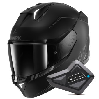 Casque Integral Shark Skwal i3 Blank SP Mat KAK + Kit Bluetooth BT Mini