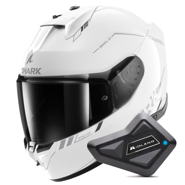 Casque Integral Shark Skwal i3 Blank SP WSA + Kit Bluetooth BT Mini