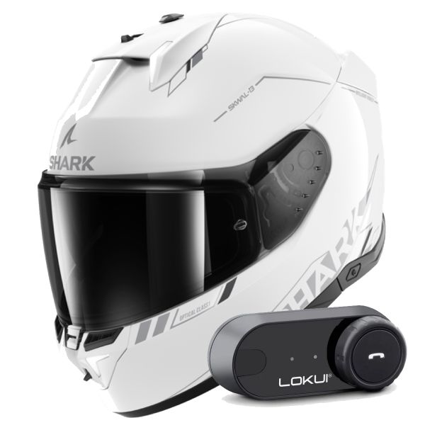 Casque Integral Shark Skwal i3 Blank SP WSA + Kit Bluetooth Lokui K30