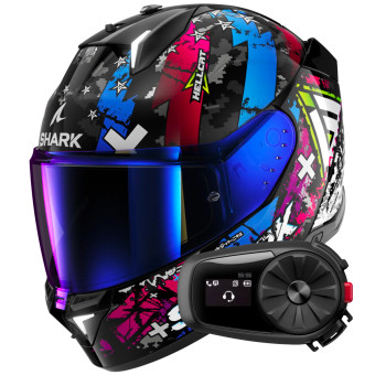 Casque Integral Shark Skwal i3 Hellcat KUB + Kit Bluetooth 5S Solo