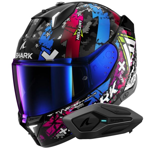 Casque Integral Shark Skwal i3 Hellcat KUB + Kit Bluetooth Sena for Shark Solo