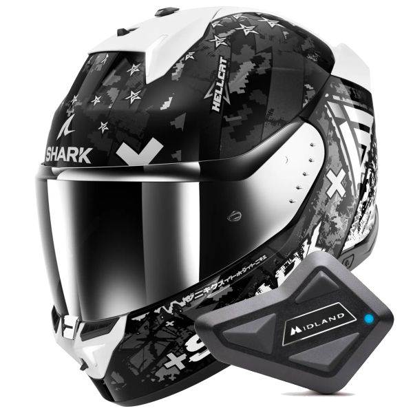 Casque Integral Shark Skwal i3 Hellcat KUS + Kit Bluetooth BT Mini