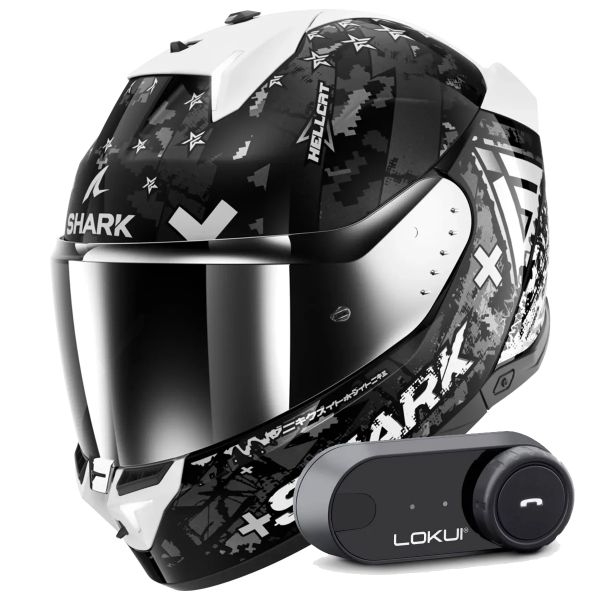 Casque Integral Shark Skwal i3 Hellcat KUS + Kit Bluetooth Lokui K30