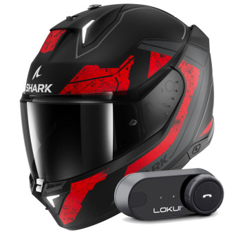 Casque Integral Shark Skwal i3 Hellcat Mat KUR + Kit Bluetooth Lokui K30