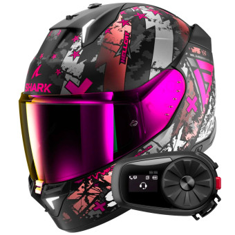 Casque Integral Shark Skwal i3 Hellcat Mat KUV + Kit Bluetooth 5S Solo