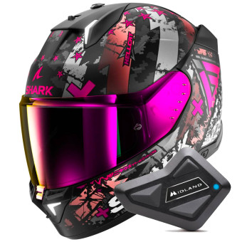 Casque Integral Shark Skwal i3 Hellcat Mat KUV + Kit Bluetooth BT Mini