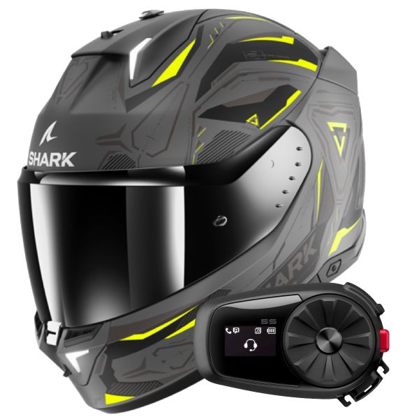 Casque Integral Shark Skwal i3 Linik AYK + Kit Bluetooth 5S