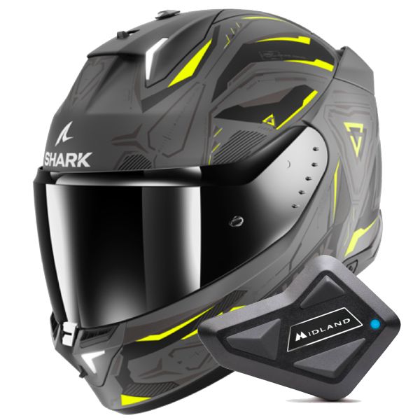 Casque Integral Shark Skwal i3 Linik AYK + Kit Bluetooth BT Mini