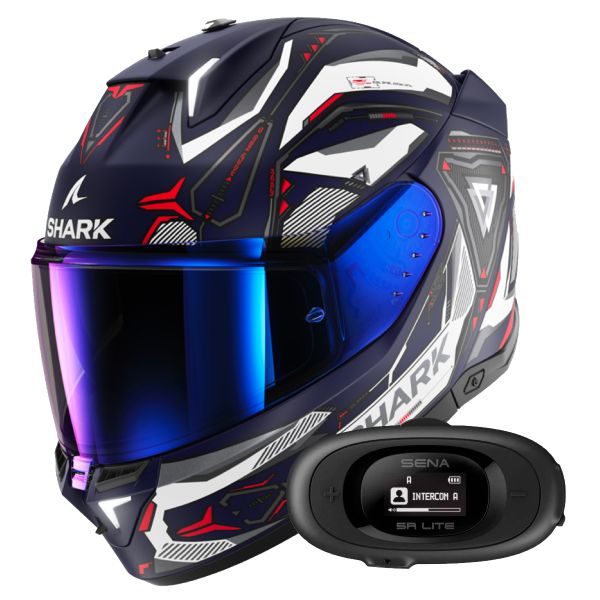 Casque Integral Shark Skwal i3 Linik BWR + Kit Bluetooth 5R Lite