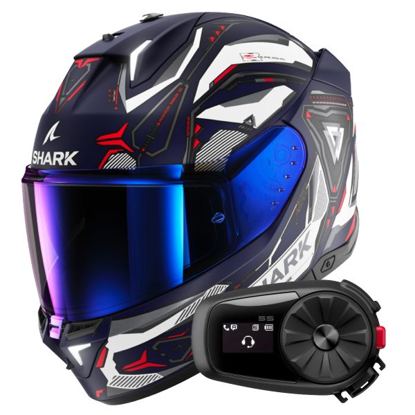 Casque Integral Shark Skwal i3 Linik BWR + Kit Bluetooth 5S