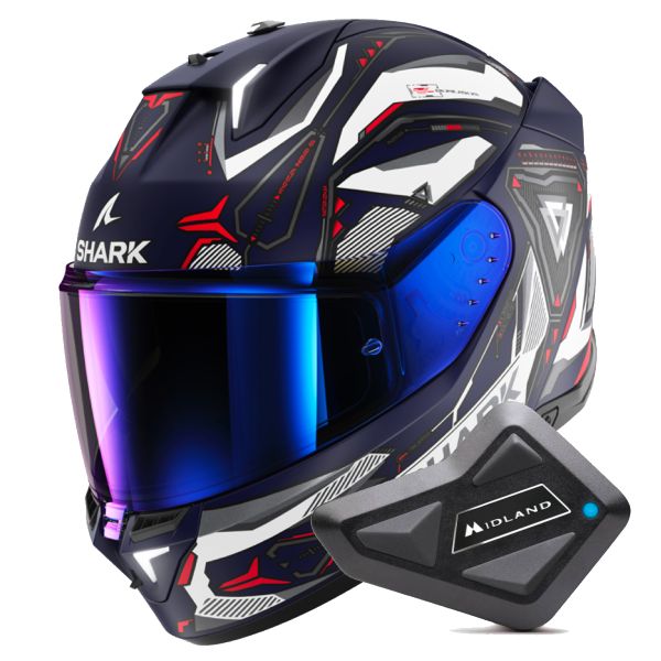 Casque Integral Shark Skwal i3 Linik BWR + Kit Bluetooth BT Mini