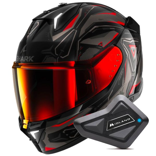 Casque Integral Shark Skwal i3 Linik KAR + Kit Bluetooth BT Mini Casque Integral Shark Skwal i3 Linik KAR + Kit Bluetooth BT Mini