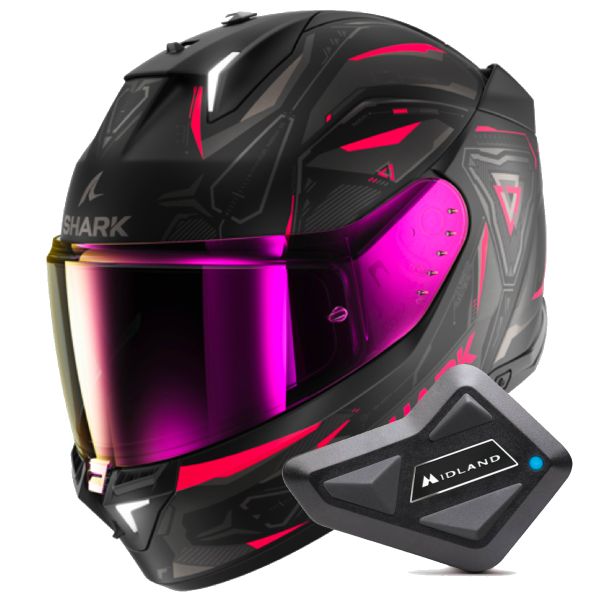 Casque Integral Shark Skwal i3 Linik Mat KVA + Kit Bluetooth BT Mini