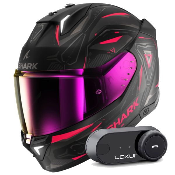 Casque Integral Shark Skwal i3 Linik Mat KVA + Kit Bluetooth Lokui K30