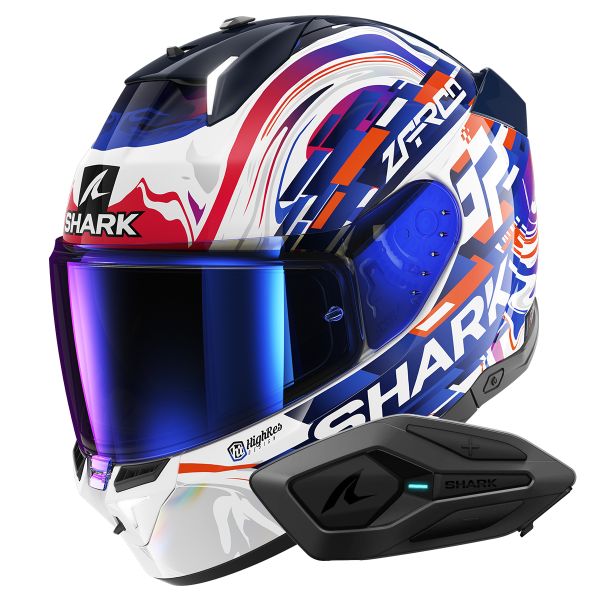 Casque Integral Shark Skwal i3 Replica Zarco GP De France WVB + Kit Bluetooth Sena for Shark S