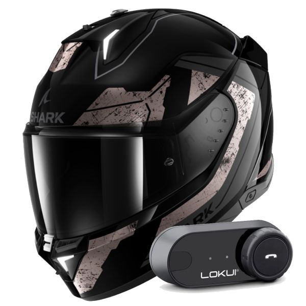 Casque Integral Shark Skwal i3 Rhad KUA + Kit Bluetooth Lokui K30