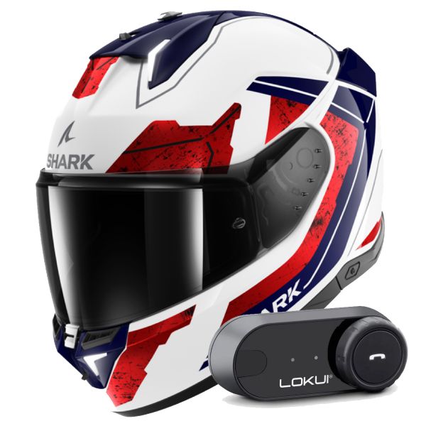 Casque Integral Shark Skwal i3 Rhad WUR + Kit Bluetooth Lokui K30
