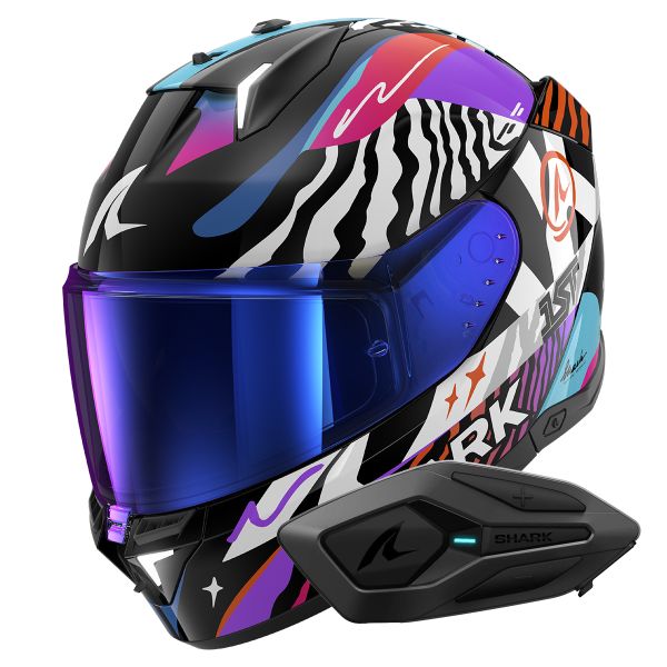 Casque Integral Shark Skwal i3 Speed-Fancy KWO + Kit Bluetooth Sena for Shark Solo