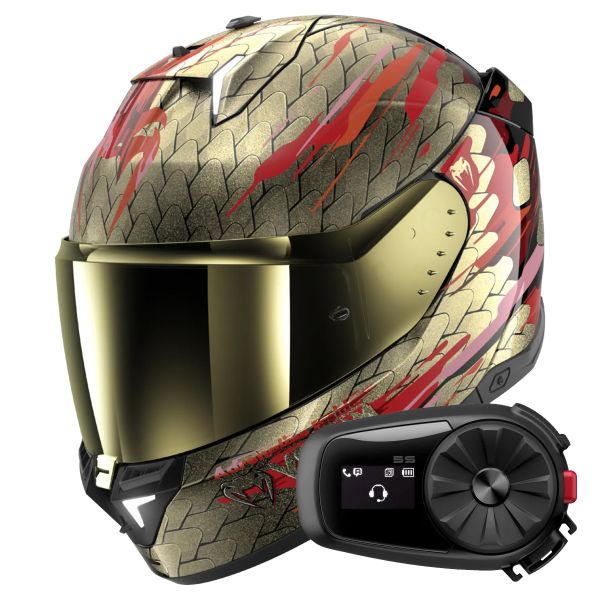 Casque Integral Shark Skwal i3 Venum KRQ + Kit Bluetooth 5S Solo