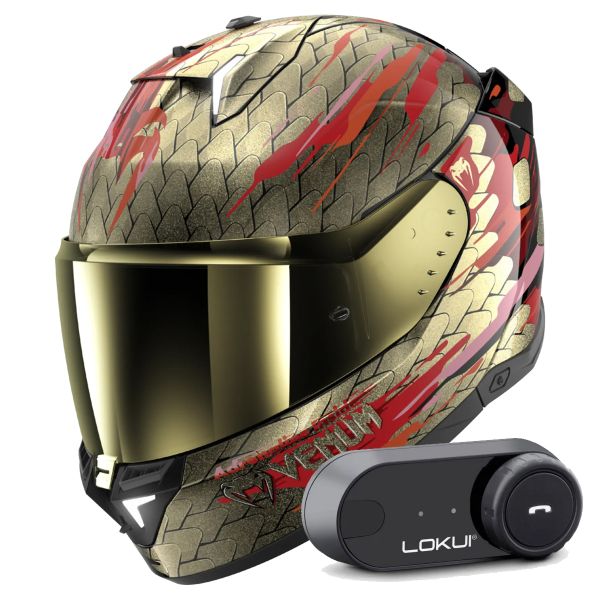 Casque Integral Shark Skwal i3 Venum KRQ + Kit Bluetooth Lokui K30