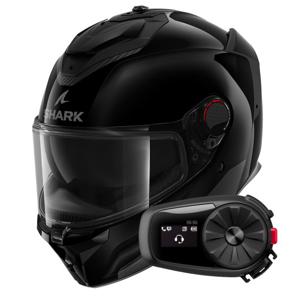 Casque Integral Shark Spartan GT Pro Blank BLK + Kit Bluetooth 5S Solo