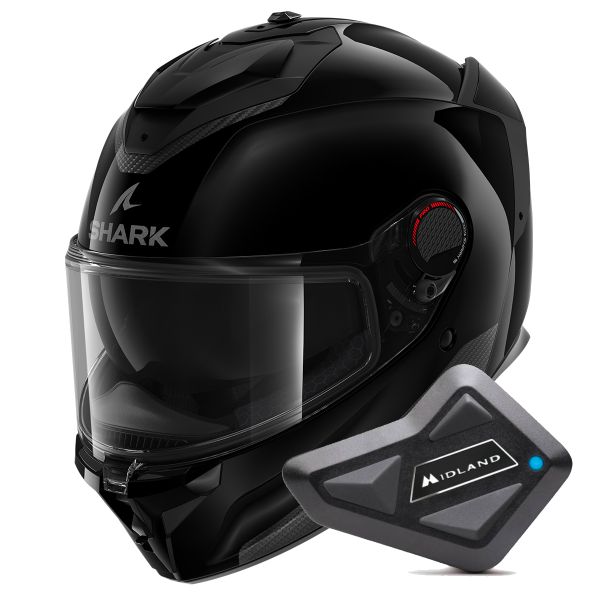 Casque Integral Shark Spartan GT Pro Blank BLK + Kit Bluetooth BT Mini