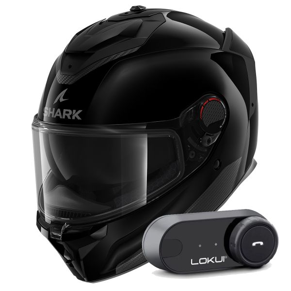 Casque Integral Shark Spartan GT Pro Blank BLK + Kit Bluetooth Lokui K30