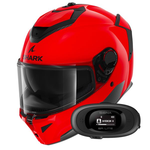 Casque Integral Shark Spartan GT Pro Blank RED + Kit bluetooth 5R Lite Solo