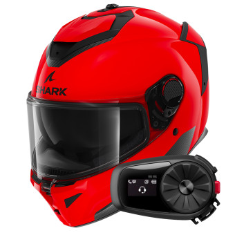 Casque Integral Shark Spartan GT Pro Blank RED + Kit Bluetooth 5S Solo