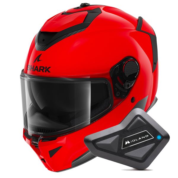 Casque Integral Shark Spartan GT Pro Blank RED + Kit Bluetooth BT Mini