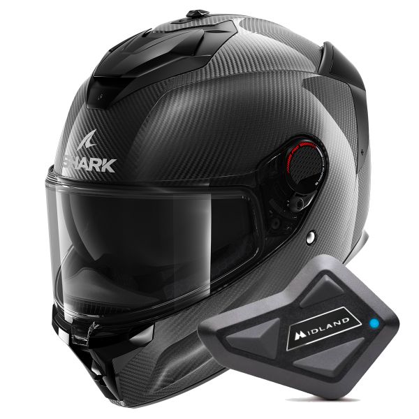 Pack Casque + Kit bluetooth et intercom : Shark Spartan GT Pro Carbon Skin  DAD + Kit Bluetooth BT Mini Single