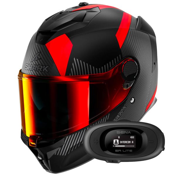 Casque Integral Shark Spartan GT Pro Dokhta Carbon Mat DOA + Kit bluetooth 5R Lite Solo