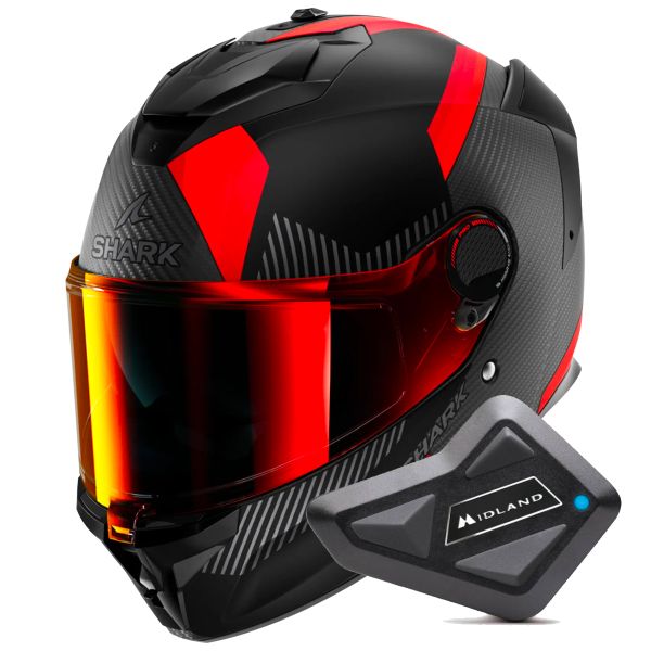 Casque Integral Shark Spartan GT Pro Dokhta Carbon Mat DOA + Kit Bluetooth BT Mini