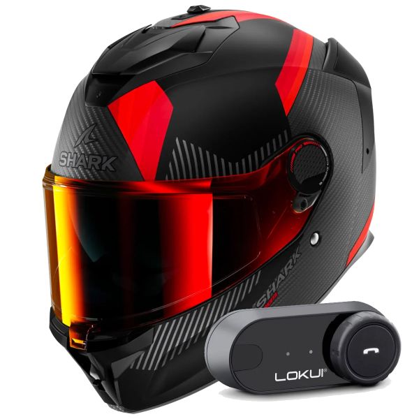 Casque Integral Shark Spartan GT Pro Dokhta Carbon Mat DOA + Kit Bluetooth Lokui K30