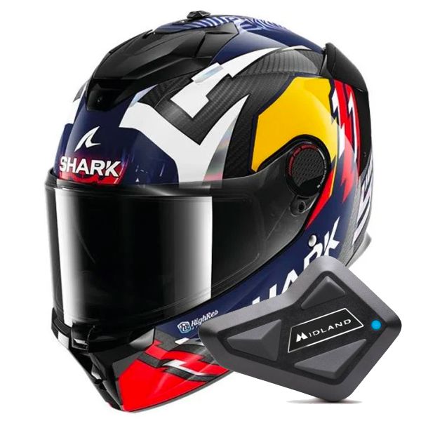 Casque Integral Shark Spartan GT Pro Replica Zarco Signature Carbon + Kit Bluetooth BT Mini