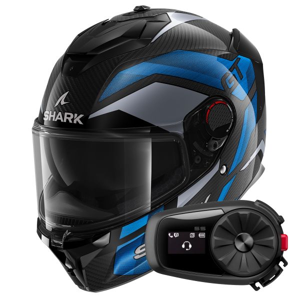 Casque Integral Shark Spartan GT Pro Ritmo Carbon DBU + Kit Bluetooth 5S Solo