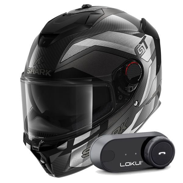 Casque Integral Shark Spartan GT Pro Ritmo Carbon Mat DSU + Kit Bluetooth Lokui K30