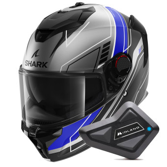 Casque Integral Shark Spartan GT Pro Toryan Mat ABK + Kit Bluetooth BT Mini