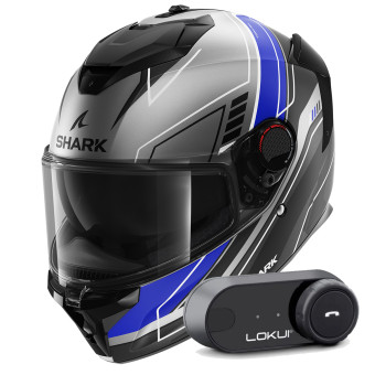 Casque Integral Shark Spartan GT Pro Toryan Mat ABK + Kit Bluetooth Lokui K30