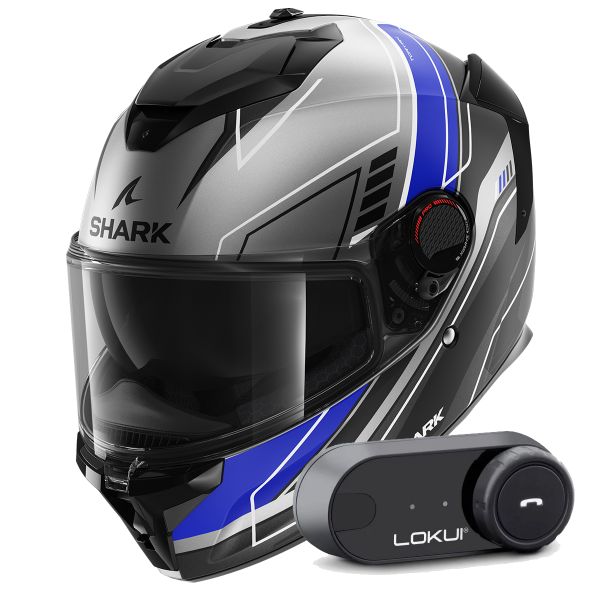 Casque Integral Shark Spartan GT Pro Toryan Mat ABK + Kit Bluetooth Lokui K30